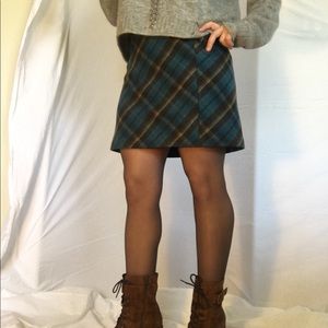 New American Eagle Wool Blend A Line Plaid Skirt
